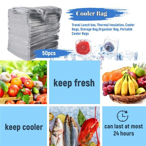 50шт Сумка-холодильник для ланча, Изоляционная Складная сумка для пикника, Портативный пакет со льдом, Термосумка для еды, доставка еды, переноска напитков, изолированная сумка