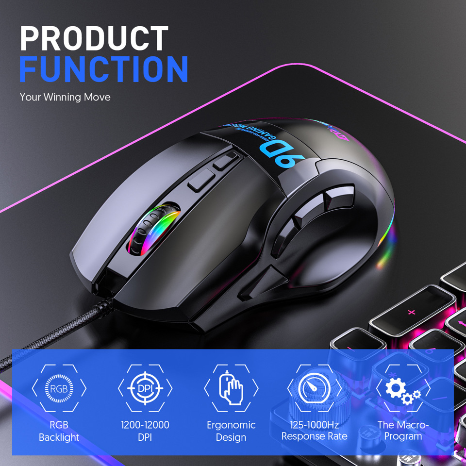 Multi-button Gaming Mouse 9-button 12000DPI 6-speed Adjustable 1000HZ ...