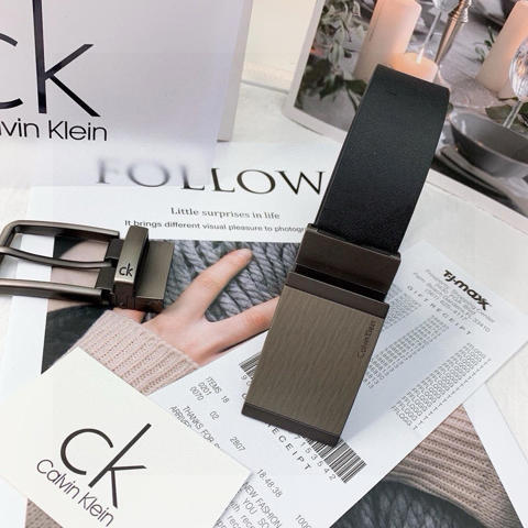 Классический мужской ремень Calvin Klein с двойной пряжкой из вольфрамовой стали в подарочной коробке