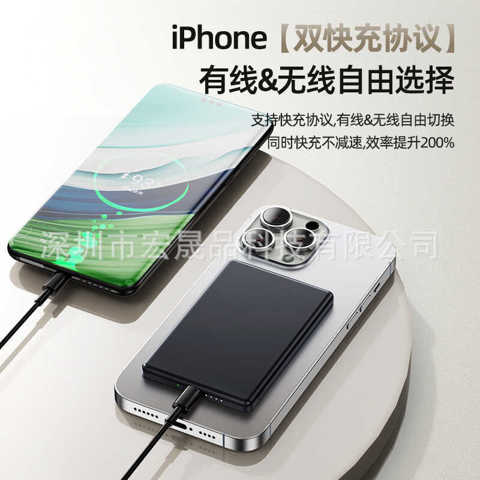 Магнитный Power Bank Magsafe 5000Mah Супербыстрая Зарядка 15W Беспроводной Алюминиевый Сплав Ультратонкий 8.5 ММ