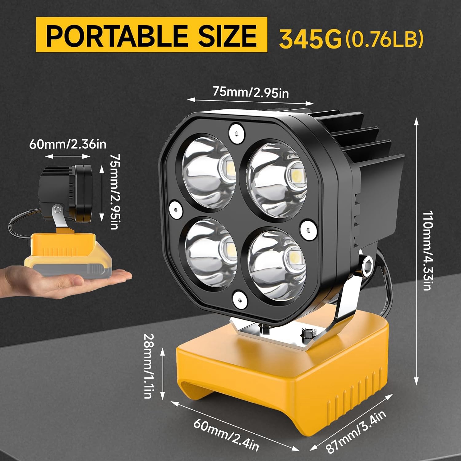 

Светодиодный рабочий фонарь для аккумулятора для Dewalt 20 В, фонарик 40 Вт, 6000 лм