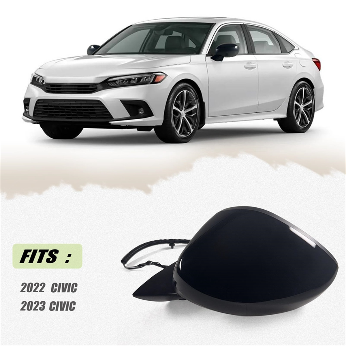 

Боковое зеркало для Honda Civic Седан/хэтчбек 2022-2023 годов выпуска с электростеклоподъемником, складывается вручную, (3-контактный)