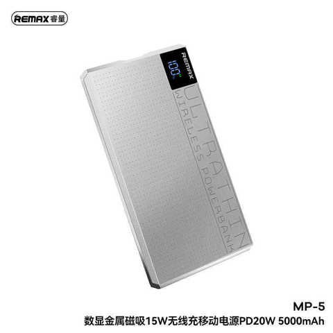 Remax 3C Ультратонкий Металлический Магнитный Беспроводной Power Bank 5000Mah Мобильное Зарядное Устройство Совместимое С Apple