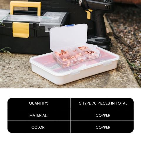 Комплект для обжима проводов с медными кольцевыми наконечниками открытого типа OT 10A 20A 30A 40A 50A (в упаковке 70 штук)