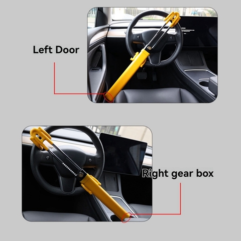 Блокировка рулевого колеса Противоугонное устройство Блокировка колеса Выдвижными двойными крючками Автомобильный Замок с 2 ключами для обеспечения безопасности автомобиля