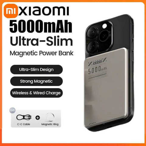5000 мАч тонкий портативный зарядник Power Bank Qi магнитный беспроводной супербыстрый для iPhone