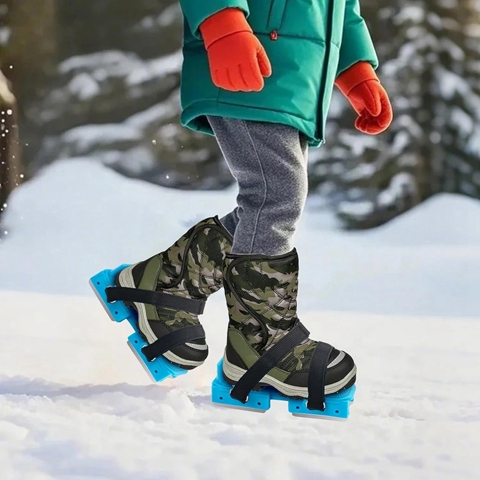 Зимние детские коньки для катания на коньках, Регулируемые Двухколесные коньки с ремешками для крепления на крючок и петлю