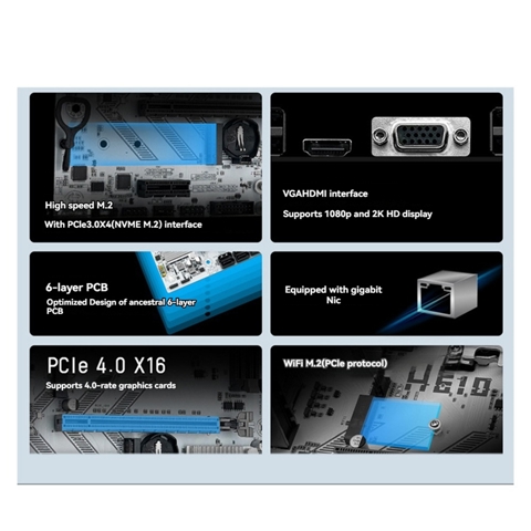 Материнская плата H610 S4 LGA 1700 Поддерживает процессор I3/I5 12/13/14 поколения, оперативную память DDR4 для настольных компьютеров, NVME M.2 USB 3,0