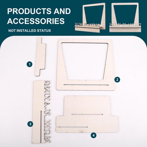 Теперь проигрывается подставка для виниловых пластинок 3D Ретро Держатель для виниловых пластинок Деревянная подставка для пластинок Идея винилового подарка Аксессуары для проигрывателя