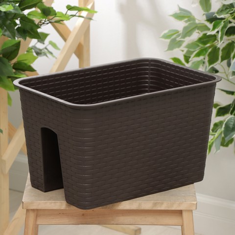 2 шт. Кашпо на перила 'Ротанг', 12 л, коричневое