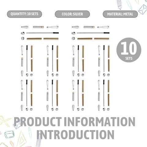 Для изготовления подарков-Набор ручек Slimline толщиной 7 мм из 10 ПРЕДМЕТОВ с наполнителями разных цветов, принадлежности для токарного станка DIY Серебро