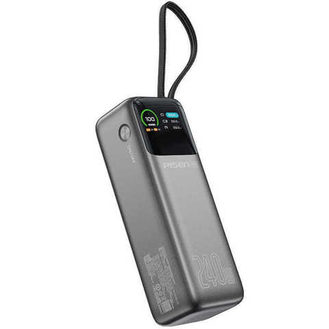 3C Сертифицированный Power Bank Pisen 27000Mah Со Встроенным Кабелем 240W Быстрая Зарядка Большой Емкости Для Ноутбука И