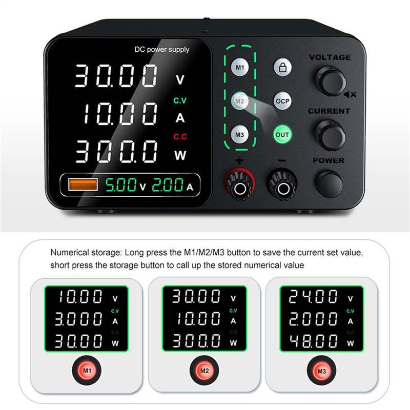 

Лабораторный источник питания 30 В 10 А, Регулируемый источник питания постоянного тока 5 В 2 А, Переменные источники питания с кнопкой включения / выключения выхода B Штекер EU