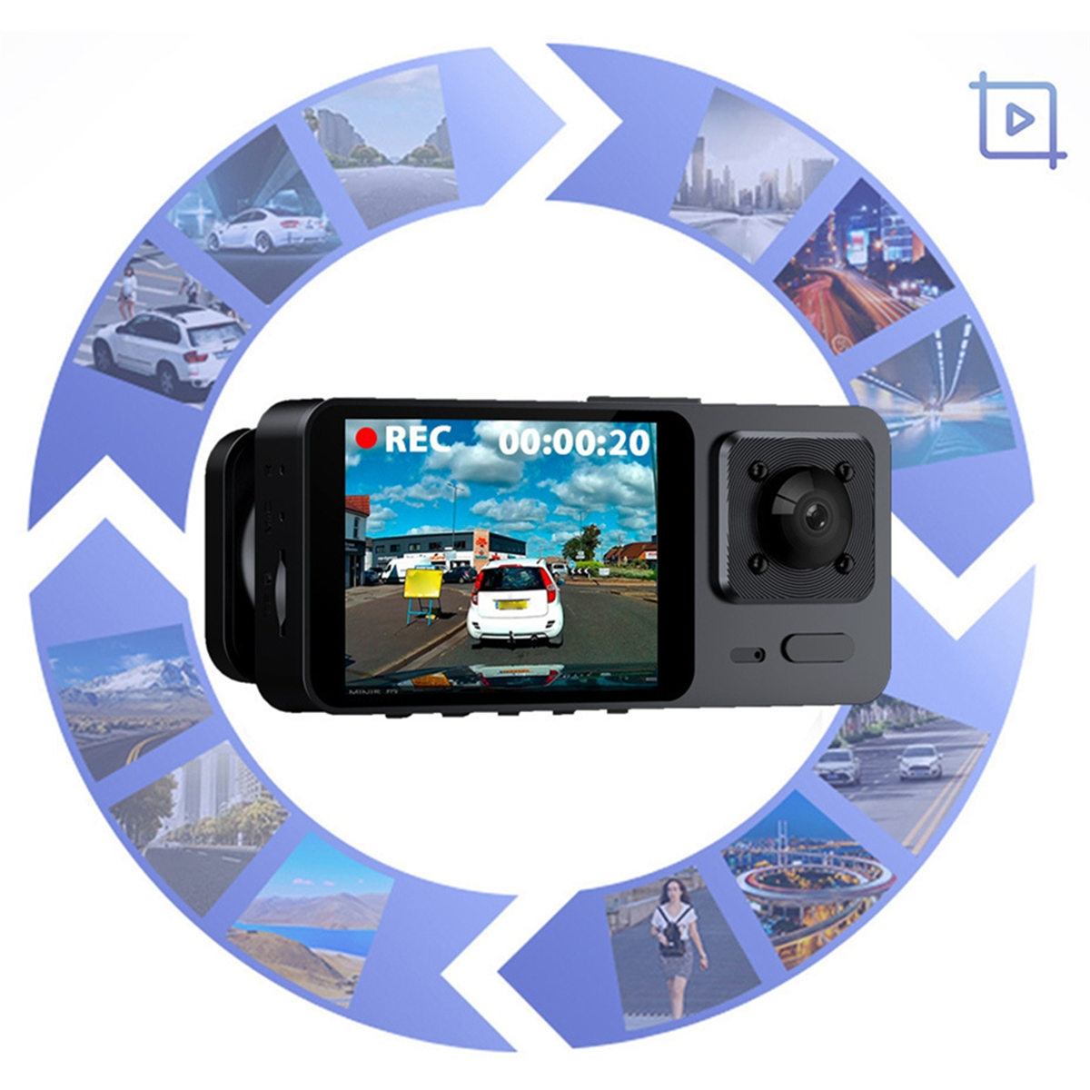 

Видеорегистратор спереди и внутри WIFI 1080P с картой памяти 32G 2-дюймовый экран Широкоугольное ночное видение с углом обзора 170 ° WDR 24-часовой режим парковки