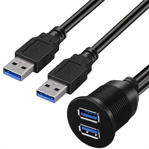2 Порта Dual USB 3.0 AUX для скрытого монтажа Автомобильный удлинитель для автомобиля, грузовика, лодки, мотоцикла, приборной панели - 3 фута
