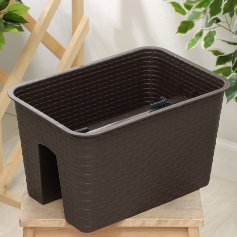 2 шт. Кашпо на перила 'Ротанг', 12 л, коричневое