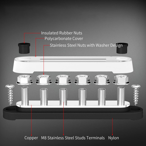 Универсальная распределительная шина питания 2шт 150А 12В-48В с крышкой