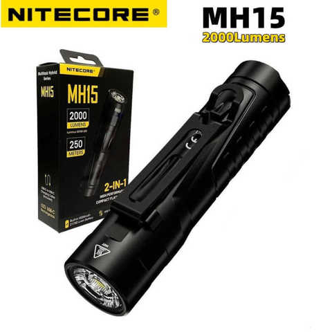 Фонарь NITECORE MH15 с USB-C зарядкой, светодиодный фонарь 2000 люмен, 18W быстрая зарядка, встроенный аккумулятор 5000mAh с фун
