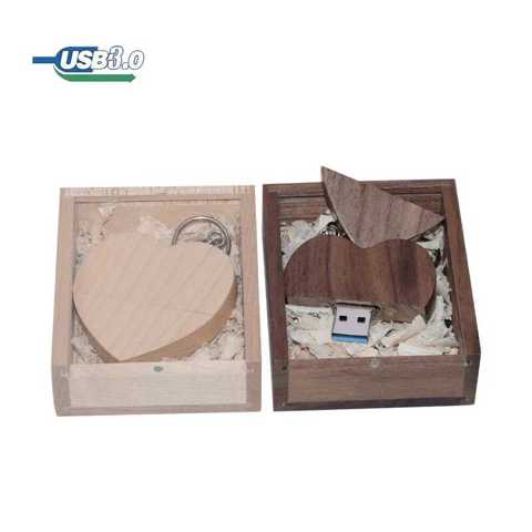 30 Шт./лот Деревянное Сердце + Подарочная КоробКа USB Флешки U Диск Pendrive 8GB 16GB 32GB 64GB 128GB Реальная Емкость Подарок