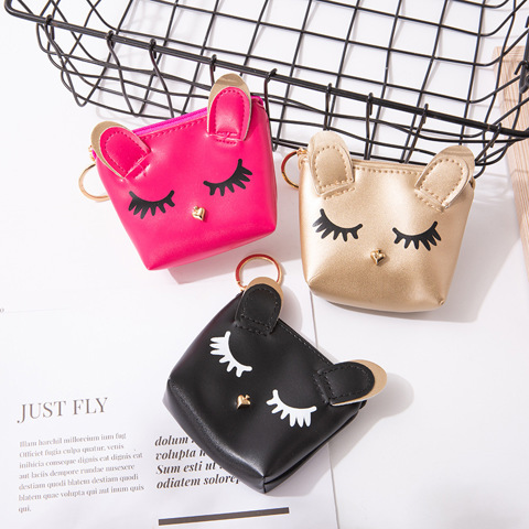 Cartoon coin purse Новый Мини-кошелек Виде Милого КотиКа Модный Женский Форме Сердца Вышитый КошелеК Для Монет В Стиле Макарон.