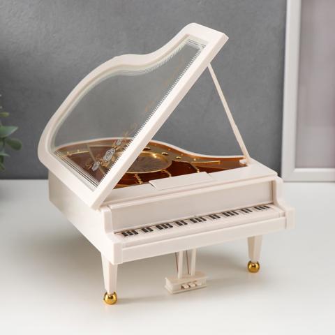 2 шт. Шкатулка музыкальная механическая 'Белый рояль с балериной', 10.5x17.5x18.5 см