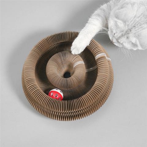 Волшебный орган Кошачья доска для царапин Шлифовка когтей Кошачья доска для царапин Складной магнитный круг из гофрированной бумаги