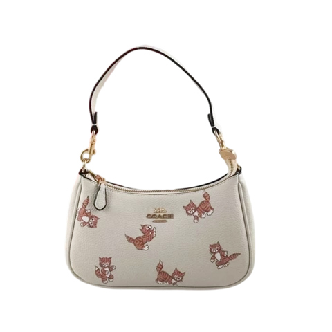 Сумка Coach через плечо с принтом танцующего котенка CC777 цвета слоновой кости 2Way