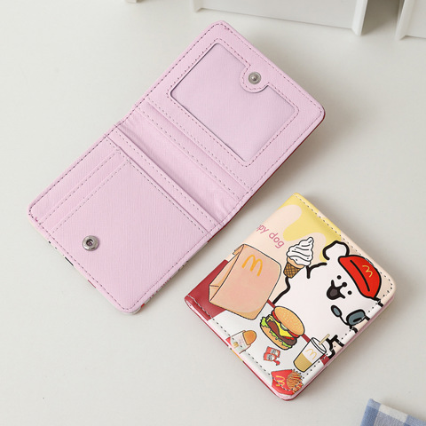 Cartoon coin purse Кремовый Мини-кошелек "Котик" Высокого Качества КомпаКтный Очень Милый Большим Отделением Карт Для Женщин С З