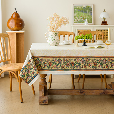 Скатерть вышитая американский французский кантри прямоугольный круглый стол журнальный столик кухонный текстиль