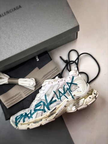 Кроссовки Worlds Nicest Balenciaga Runner, белые, синие, с принтом, Paris Dachang, чистые оригинальные полуботинки в стиле ретро, кроссовки