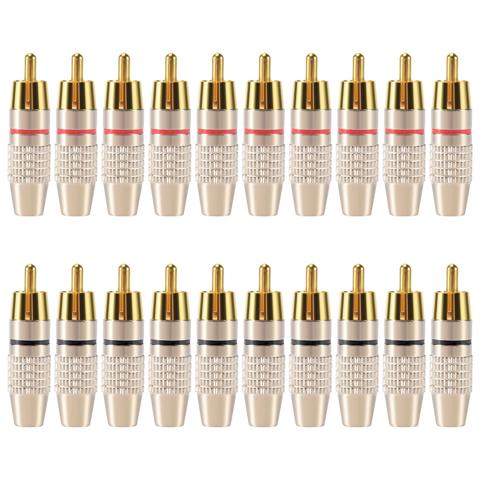 20 Шт RCA Штекер Аудио Видео Фиксирующий Кабельный разъем Позолоченный