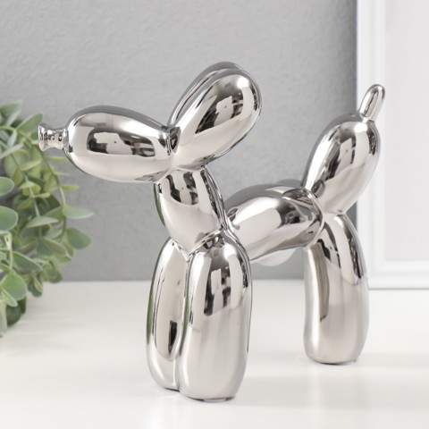 Фигурка керамика 'Воздушный шарик - писающая собачка', серебро, 10.5x23x20 см