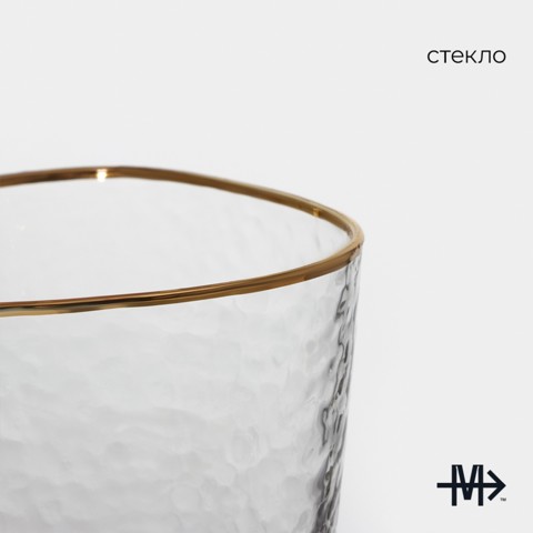 3 шт. Бокал для вина Magistro 'Жемчуг', 300 мл, 8.5x22 см, стекло, с золотой отводкой, прозрачный