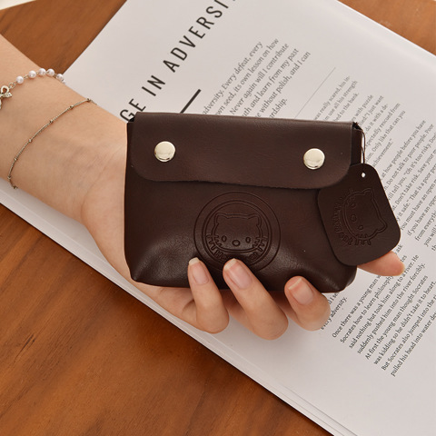 Cartoon coin purse Ручной Работы Красный Кожаный КошелеК Монет Милый Миниатюрный Многофункциональный Монет KT Держатель Удостове