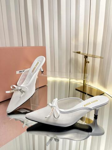 Туфли Miu Miu 2026 весна-лето дышащая сетка бант остроносые на каблуке-котенок 5см элегантные модные трендовые
