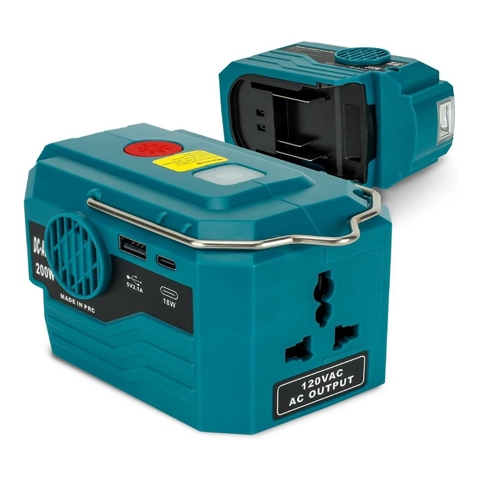Инвертор питания литий-ионной батареи 200 Вт для Makita 18 в В переменного тока 120 В, инвертор источника питания с аналогичной работой, выход USB Type-C
