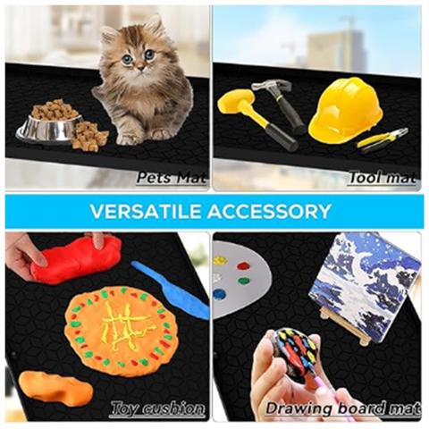 Коврик Под Раковину Для Кухни, Силиконовая Водонепроницаемая Подкладка, Гибкий Лоток-Органайзер Со Сливным Отверстием, Легко Моется (28X19)