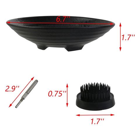 Набор для вазы Икебана, Керамическая чаша для икебаны и металлический цветок Кензан, с инструментом для выпрямления игл черного цвета