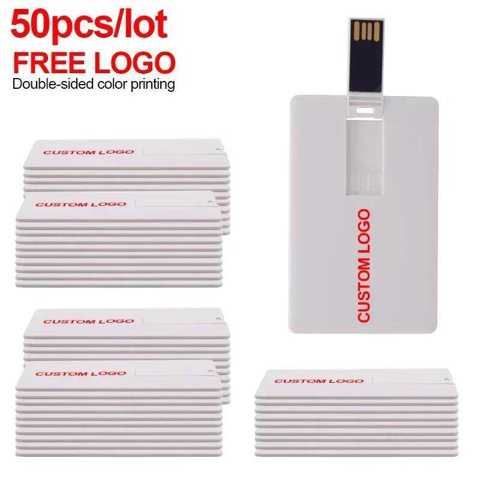 50 Шт./лот Высокоскоростная Кредитная USB 2.0 С ИндИвИдуальным Логотипом 4GB 8GB 16GB 32GB 64GB Банковская Карта Для Подарка