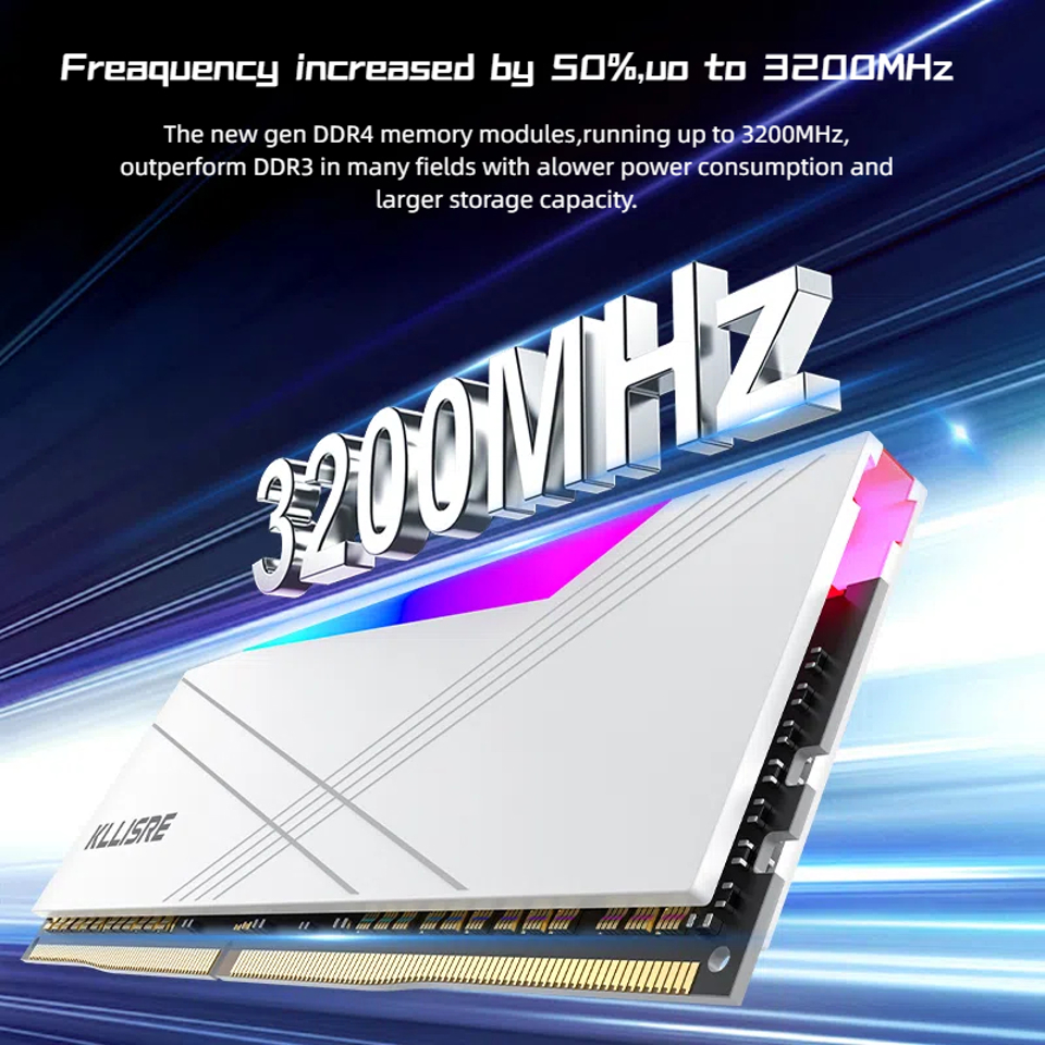 Kllisre RGB RAM Memória DDR4 8GB 16GB 3200MHz PC4-25600 1.35V dual