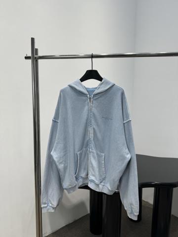 Толстовка Alexander Wang 2026 с кристаллами и стразами капюшон оверсайз голубая хлопок джерси вышивка логотип свободный крой