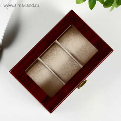 2 шт. Шкатулка для часов 3 отделения 'Красно-коричневая', дерево, лак, 8x16.5x11 см