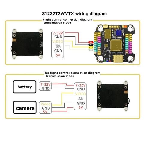 Модуль видеопередатчика 5,8G 2 Вт FPV VTX 2000 МВт + обновленная антенна, высокая мощность, регулируемая для FPV RC Drone дальнего действия