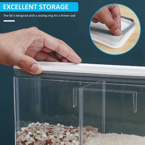 Прозрачный диспенсер для риса Настенные Контейнеры для хранения риса Кухонный Органайзер для зерна Герметичное кухонное хранилище