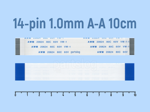 Шлейф FFC 14-pin Шаг 1.0mm Длина 10cm Прямой A-A