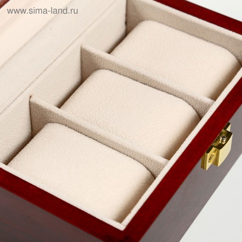 2 шт. Шкатулка для часов 3 отделения 'Красно-коричневая', дерево, лак, 8x16.5x11 см