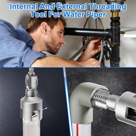 Для нарезания резьбы на пластиковых трубах из полипропилена, встроенный набор метчиков для нарезания внутренней и внешней резьбы на трубах (1/2"+ 3/4")