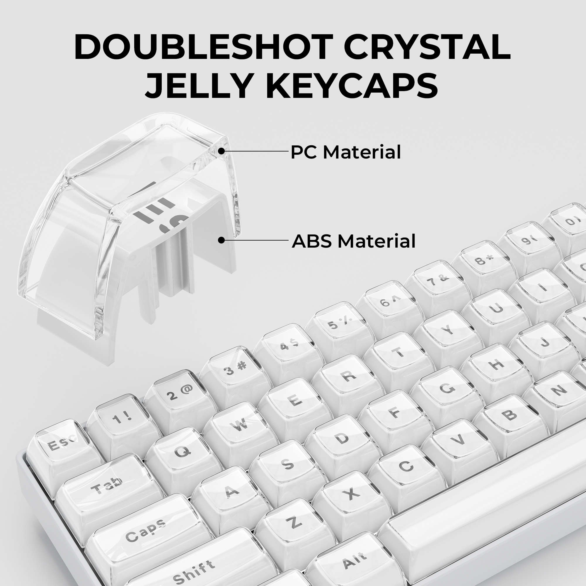 XVX Jelly Round Side Keycaps Ice Crystal Translucent White OEM