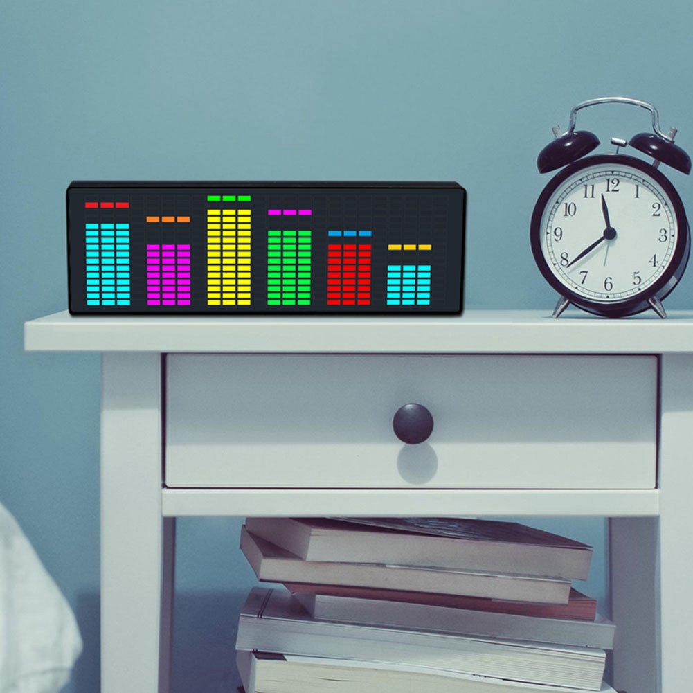 

Светодиодная подсветка музыкального спектра и ритма, Голосовой датчик 1624 RGB, Индикатор уровня атмосферы с дисплеем часов (проводное управление)