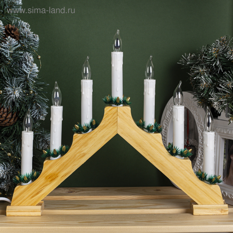 Светодиодная фигура 'Рождественская горка' 39.5x33x5 см, дерево, 220 В, эффект пламени